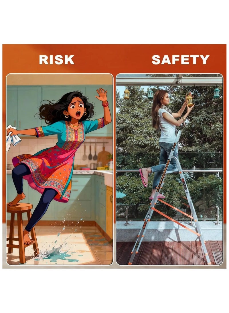 Eurostar Lightweight & Strong 6 feet 5+1 Steps ladder for home With Anti Slip Shoes Aluminium Ladder  (With Platform) - Image 5